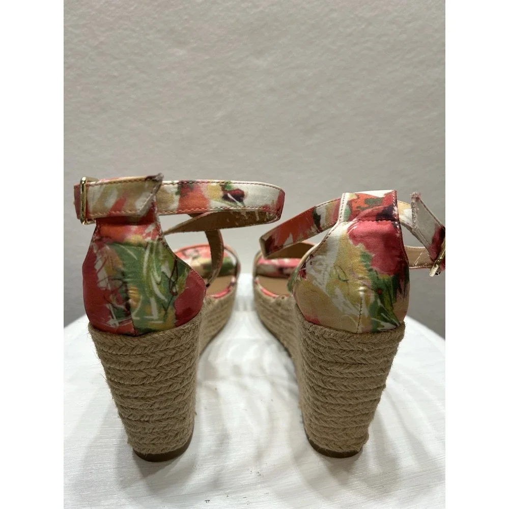 Steve Madden Montauk Espadrille Platform Wedge Fabric Sandals Floral Size 6.5